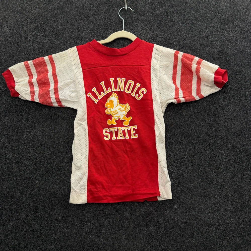 Vintage Artex Illinois State Redbirds Kids Jersey Shirt Red Mesh 70s 80s USA S